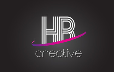 HB H B Letter Logo with Lines Design And Purple Swoosh.