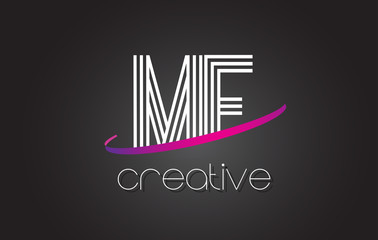 MF M F Letter Logo with Lines Design And Purple Swoosh.