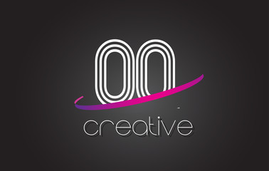 Fototapeta na wymiar OQ O Q Letter Logo with Lines Design And Purple Swoosh.