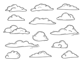 Fototapeta premium Doodle Collection of Hand Drawn Vector Clouds , vector set