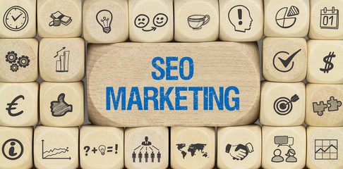 SEO Marketing / Würfel mit Symbole