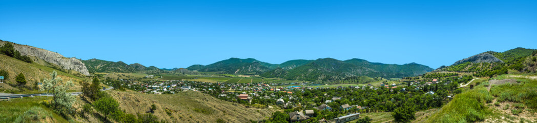 Fototapeta premium Panorama of the village Veseloe (Kutlak), Crimea