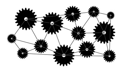 Cogs connected. Concept of teamwork. Symbol of business cooperation.