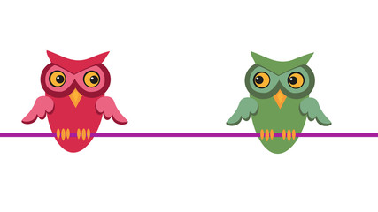 Two owls flirting. Concept of love and desire.