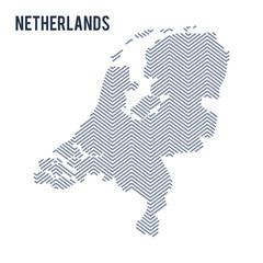 Vector abstract hatched map of Netherlands isolated on a white background.