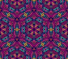 Abstract floral mosaic colorful seamless pattern