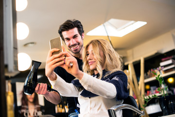 Selfie with hairdresser