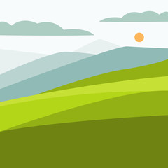 Obraz premium Vector illustration of color landscape with mountain peaks