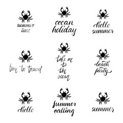  Hand drawn calligraphic lettering about summer