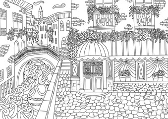Coloring for adult with Venice.