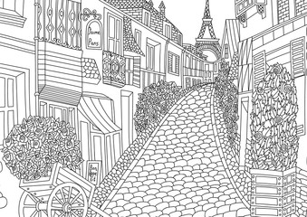 Coloring for adult with Paris.
