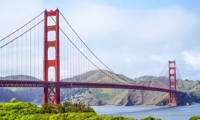 Poster Golden Gate Bridge San Francisco - view from Battery East Park - SAN FRANCISCO - CALIFORNIA - APRIL 18, 2017 © 4kclips