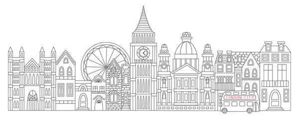 london drawn in line style