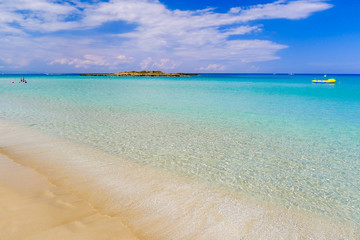 Sandy beach with azure sea water in Protaras, Cyprus island
