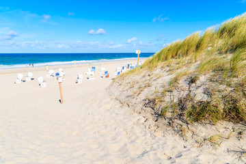 View of Kampen beach on sunny summer day, Sylt island, North Sea, Germany
