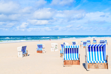 Chairs on sandy beach in Kampen village, Sylt island, North Sea, Germany