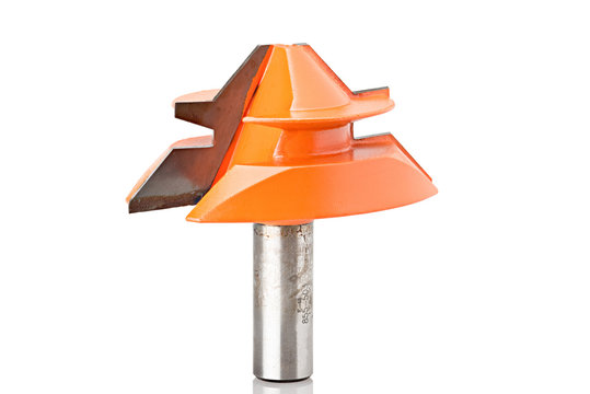 Lock Mitre Joint Router Bit isolated on white