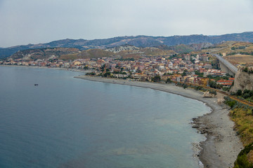 Aerial view of Bova Marina Town, a Mediterranean beach of Ionian Sea - Bova Marina, Calabria, Italy