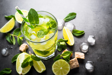 Mojito cocktail.Traditional summer cold drink.