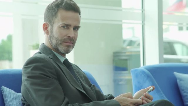 Man using smart phone