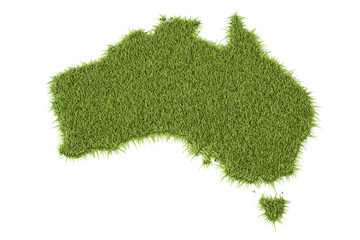 Australia map from green grass, 3D rendering