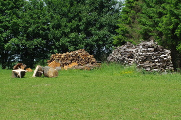 Stacked firewood