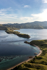 View from the top of Gili Lawa island in Komodo islands, Flores, Indonesia. © donnchans