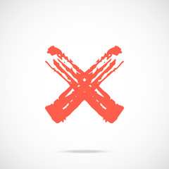 Fototapeta premium Brush stroke red x mark icon. Painted red cross symbol. Vector icon