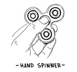 Hand Fidget Spinner vector drawing retro illustration