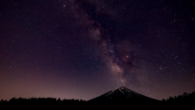 自然 タイムラプス 富士山 天の川 星景 夜景