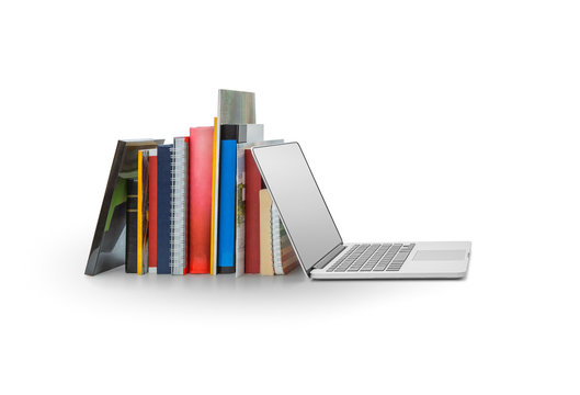 Online education, Books and laptop