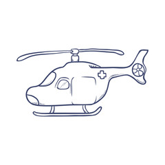 Helicopter medical emergency draw icon vector illustration graphic design