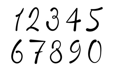 Arabic numerals set 1-10. Black figures. Version 1