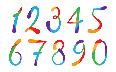 Arabic numerals set 1-10. Colored figures. Version 4