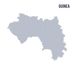 Vector abstract hatched map of Guinea isolated on a white background.
