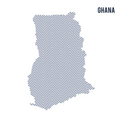 Vector abstract hatched map of Ghana isolated on a white background.