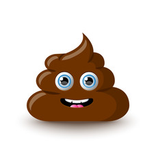 Funny and cute poop character placed on white background