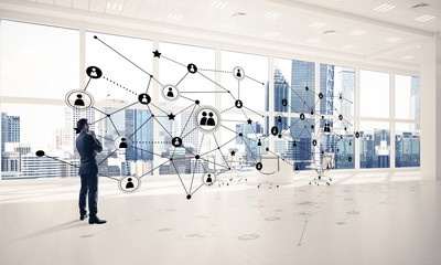 Obraz premium Networking and social communication concept as effective point f
