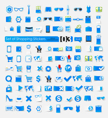 Set of shopping stickers