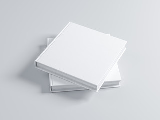 Two square blank Books Mockup with textured cover. 3d rendering