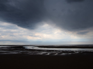 dramatic summer storm on a beach in Northumbria
