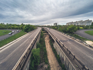 Fototapeta na wymiar Highway, big urban city bridges