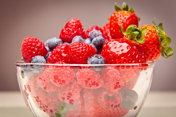 Bowl With Rapsberries, Strawberries And Blueberries
