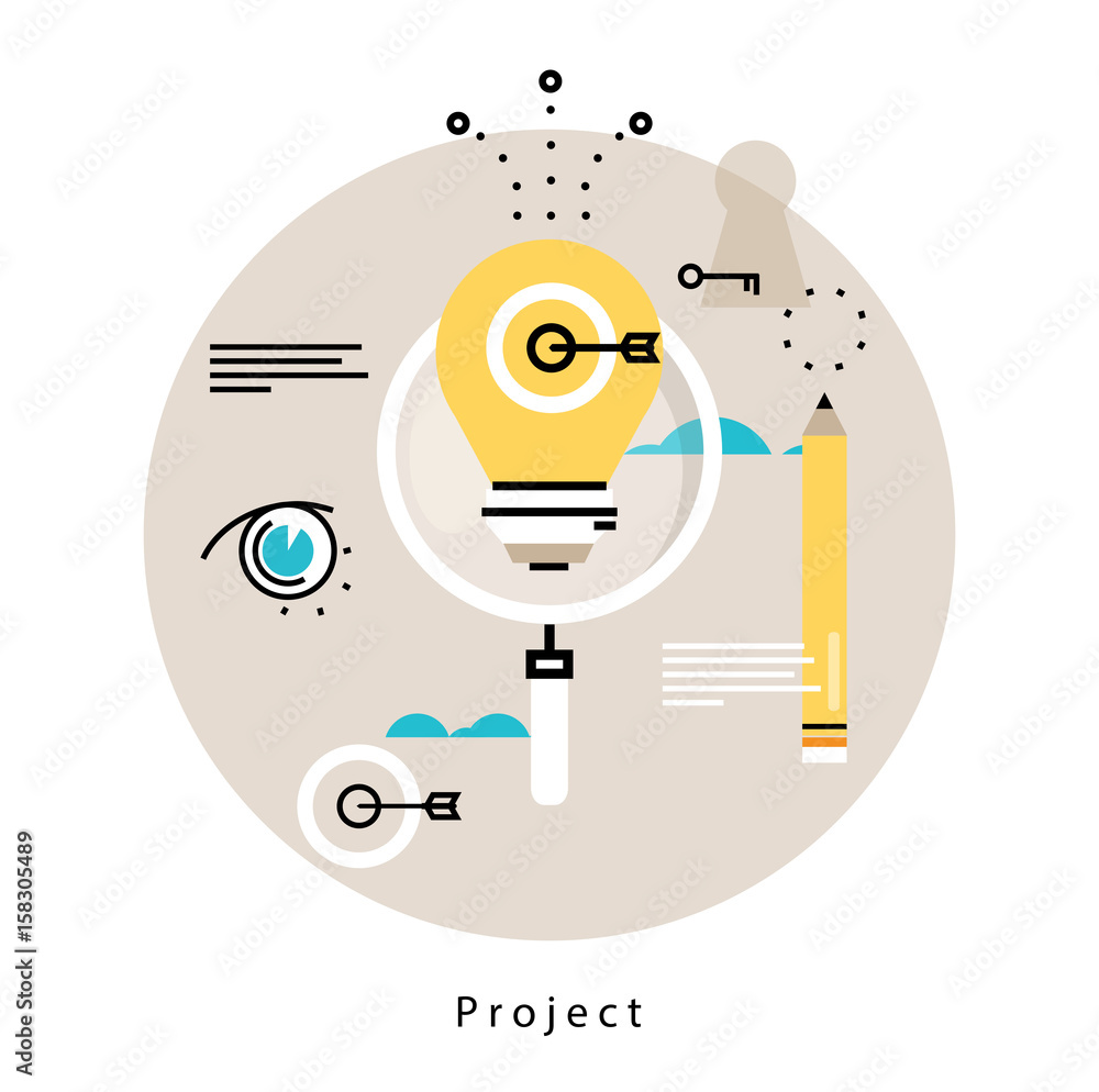 Poster project management flat vector illustration design. monitoring, evaluation, control design for mobil