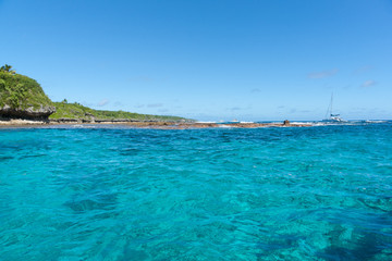 Beautiful turquoise sea from Sir Robert Wharf, Alofi, Niue.