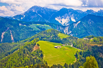 Plakat Dolomiti Alps in Alta Badia landscape view
