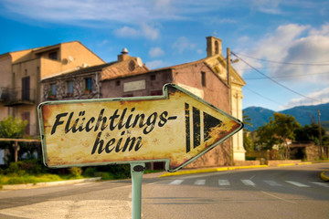 Schild 198 - Fl&uuml;chtlingsheim