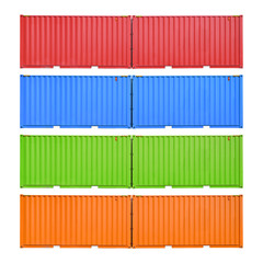 Twin cargo container textures isolated on white background. Four different colors