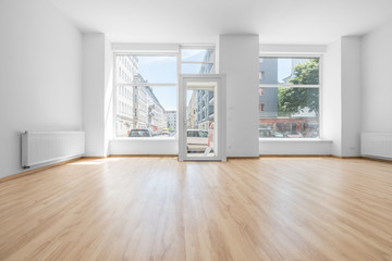 empty room, shop interior with shopping window