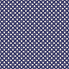Seamless porcelain indigo blue and white oriental diagonal square and petal pattern vector